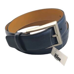 MAGNANNI “Anza” Belt Brogue Perforated Blue Leather style 1158 Spain sz 32 NEW